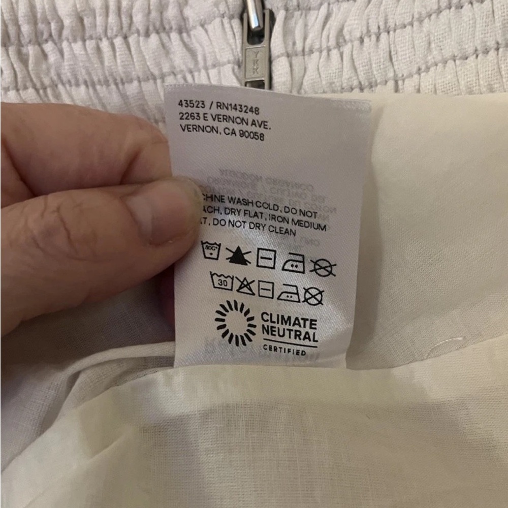 Reformation Ava Ruffle 100% Linen Mini Dress White Size 4 - Picture 6 of 6